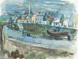 Fife harbour by Obe Rsa Rsw William Wilson, watercolour and bodycolour, sold Jun 2015