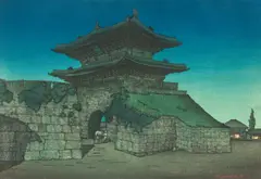 Elizabeth Keith, East Gate, Seoul, coloured woodcut