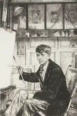 Portait of Charles Cundall by Francis Dodd, drypoint, sold Jun 2015