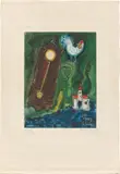 Marc Chagall, L'Horloge – Le Pendule, 1956, Farbaquatinta und Radierung auf BFK Rives-Velin