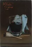 Französisch, um 1880, Stillleben mit Glas, Öl auf Holz