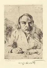 Selbstbildnis ,Als ich krank war‘ by Lovis Corinth, 1912, Vernis mou auf Strathmore-Japan, sold May 2024