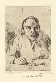 Lovis Corinth, Selbstbildnis ,Als ich krank war‘, 1912, Vernis mou auf Strathmore-Japan