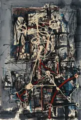 Figur II by Hans Staudacher, 1958, Mischtechnik auf Papier, sold Nov 2010