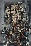 Figur II by Hans Staudacher, 1958, Mischtechnik auf Papier, sold Nov 2010