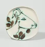 Tête de chèvre de profil by Pablo Picasso, 1950, Keramikteller. Durchmesser: ca. 25,5 cm (approx. 10 in.), sold May 2011