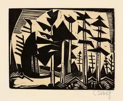 Russischer Wald by Karl Schmidt-Rottluff, 1918, Holzschnitt auf Velin, sold Dec 2012