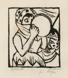 Max Beckmann, Mädchen mit Tamburin, 1922, Holzschnitt auf Japanbütten