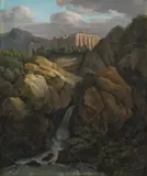 Jacob Wilhelm Mechau, Das Kloster Santa Scholastica bei Subiaco, Um 1790, Öl auf Leinwand. Doubliert