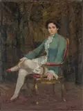 Ernst Oppler, Frau im Kostüm, Öl auf Leinwand