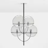 Lyndon suspension lamp, model 450 by Vico Magistretti, 1977, chrome-plated metal, glass, sold Dec 2023
