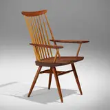 New Armchair by George Nakashima, 1979, American black walnut, hickory, sold Dec 2023