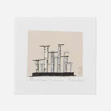 Drawing for Trees 5B by Andrea Branzi, 2011, felt tip marker, pastel, and gouache on paper, sold Dec 2023