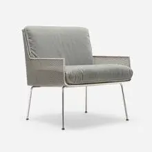 Davis Allen, Lounge chair from the Inland Steel Building, Chicago, 1958, chrome-plated steel, stainless steel, mohair