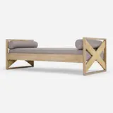 Franco Albini, Daybed from Villa Neuffer, Ispra, 1939, cerused ash, upholstery, rush