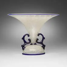 Rare Primavera vase by Ercole Barovier, 1929-30, primavera glass with applied dark blue details, sold Dec 2023