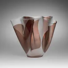 Rare Cartoccio vase by Pietro Chiesa, c. 1951, sandblasted glass with transparent glass overlay, sold Dec 2023