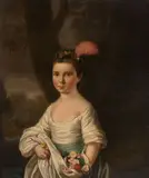 Mason Chamberlin, Portrait of a young girl with flowers, oil on canvas