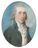 Portrait of a gentleman in a blue coat by George Lawrence, pastel, oval, sold Feb 2015