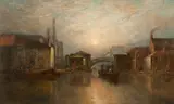 The Canal Basin, Edinburgh by Pollock Sinclair Nisbet, oil on canvas, sold Feb 2015