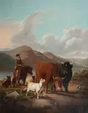 R. Jones, Drover in the Highlands, oil on canvas