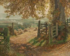 The Harvest Field, Gowrie by James McIntosh Patrick Rsa Roi Are Lld, oil on canvas, sold Feb 2015