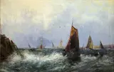 Shipping in rough seas by English School, oil on canvas, sold Feb 2015