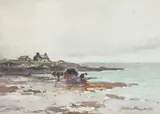 Seaweed gathering on Gansey Bay, Port St. Mary, Isle of Man, by William Hoggatt, watercolour, offered Feb 2015