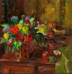 Spring Still Life by Mary Armour Rsa Rsw, oil on canvas, sold Feb 2015