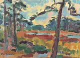 Lichtung mit Gewässer by Else Lohmann, Öl auf Karton, sold Nov 2013
