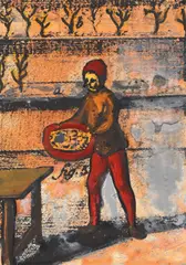 Jörg Herold, Aus: „Der Datenschlüssel, 2003, 11 Zeichnungen: Jeweils Gouache und Aquarell über Kopie auf farbigem Papier