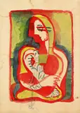 Mädchen mit verschränkten Armen by Jeanne Mammen, 1946, Aquarell und Bleistift auf Papier, sold Nov 2013
