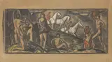 Szene mit Badenden und Reitern by Ludwig von Hofmann, Kohle, Gouache und Deckweiß auf Papier, sold Mar 2023