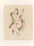 Akt mit Krügen by Rudolf Jahns, 1947, Aquarell, Kohle und Bleistift auf Velin, sold Jan 2021