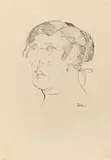 Jankel Adler, Ohne Titel (Frauenkopf). 1920er-Jahre, Tuschfeder auf Japan