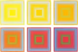 spectral cadmiums by Richard Anuszkiewicz, 1968, Original-Leinenkassette mit 6 Farbserigrafien u. einem typografisch bedruckten Impressum, jew. auf leichtem Karton, sowi, sold Jun 2019