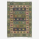 Grön äng flatweave carpet by Marta Maas-Fjetterstrom, hand-woven wool, sold Nov 2023