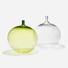 Apple vases, set of two by Ingeborg Lundin, 1957, hand-blown glass, sold Nov 2023