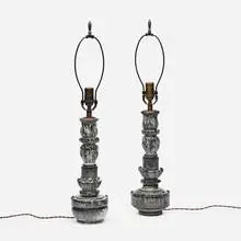 Svend Hammershøi, Table lamps, pair, c. 1930, glazed stoneware