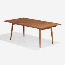 Hans J. Wegner, Dining table, model JH 570, 1953, teak, oak, brass