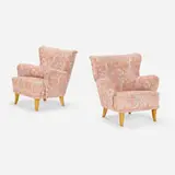 Ilmari Lappalainen, Laila lounge chairs, pair, 1948, upholstery, beech