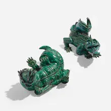 Dragon figures, set of two by Wilhelm Kåge, 1966, glazed stoneware, sold Nov 2023