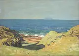 Ailsa Craig from near Ballantrae by George Houston Rsa Rsw Rgi, oil on board, sold Feb 2015