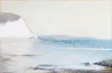 A pair, looking east at Beer Cliffs to Seaton by R.I. John White, Watercolour, sold Sep 2015
