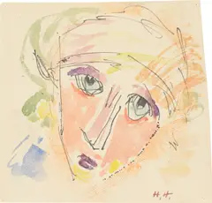 Porträt by Hannah Höch, Tuschfeder und Aquarell auf Papier, sold Jun 2019