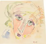 Hannah Höch, Porträt, Tuschfeder und Aquarell auf Papier