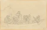 Ludwig Richter, Überfahrt am Schreckenstein, Um 1855, Bleistift auf Bütten