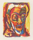 Peter August Böckstiegel, Erzählender Bauer, 1920, Farblithografie auf festem Papier