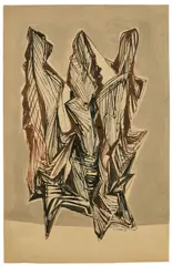 Hans Uhlmann, Ohne Titel, 1948, Tuschpinsel und Aquarell auf bräunlichem Papier