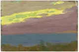Osmar Schindler, Abendwolken an der Küste, Öl auf Pappe